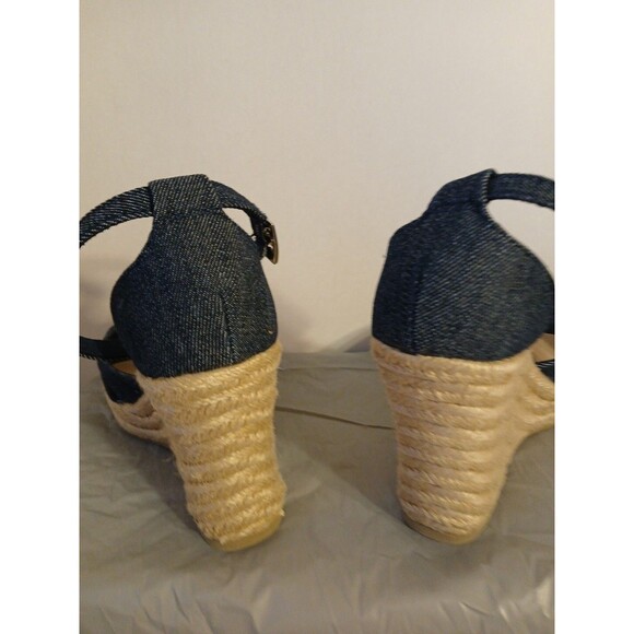 CHRISTIAN SIRIANO blue Denim Ankle Strap Espadrille Platform Wedge Heels 6.5 New - Picture 9 of 16
